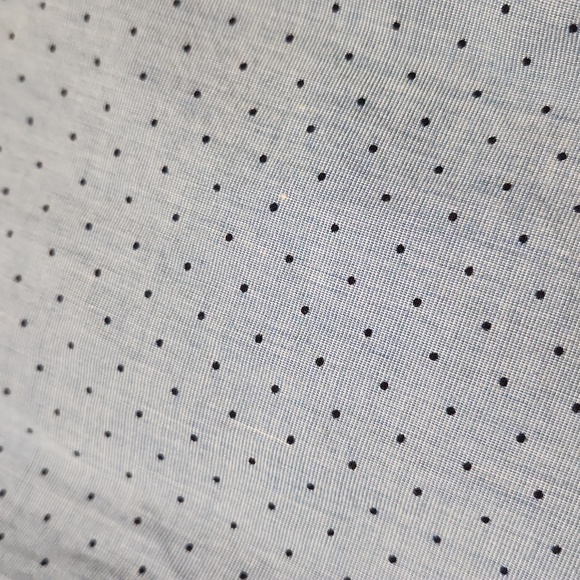 Kangol blue longsleeve polka dot band collar button-up shirt size large - Picture 8 of 9